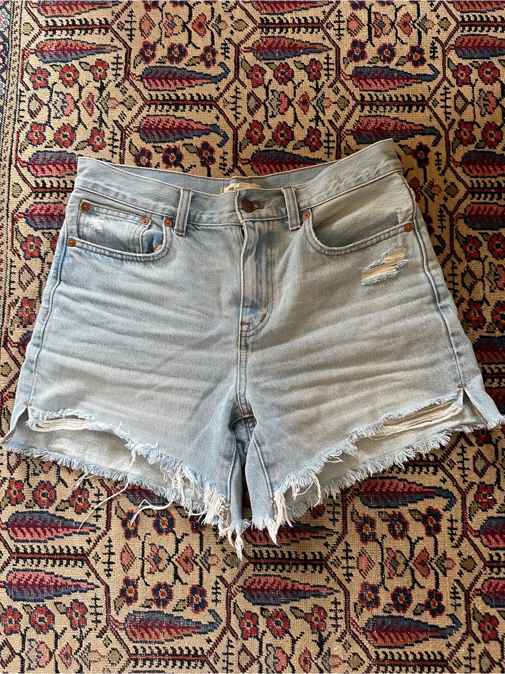 Madewell Light Blue Distressed Denim Cutoff Shorts